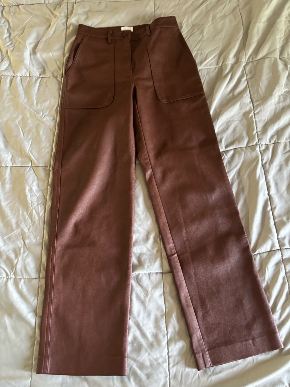 Aritzia Wilfred Free Brown Faux Leather Waistband Pants